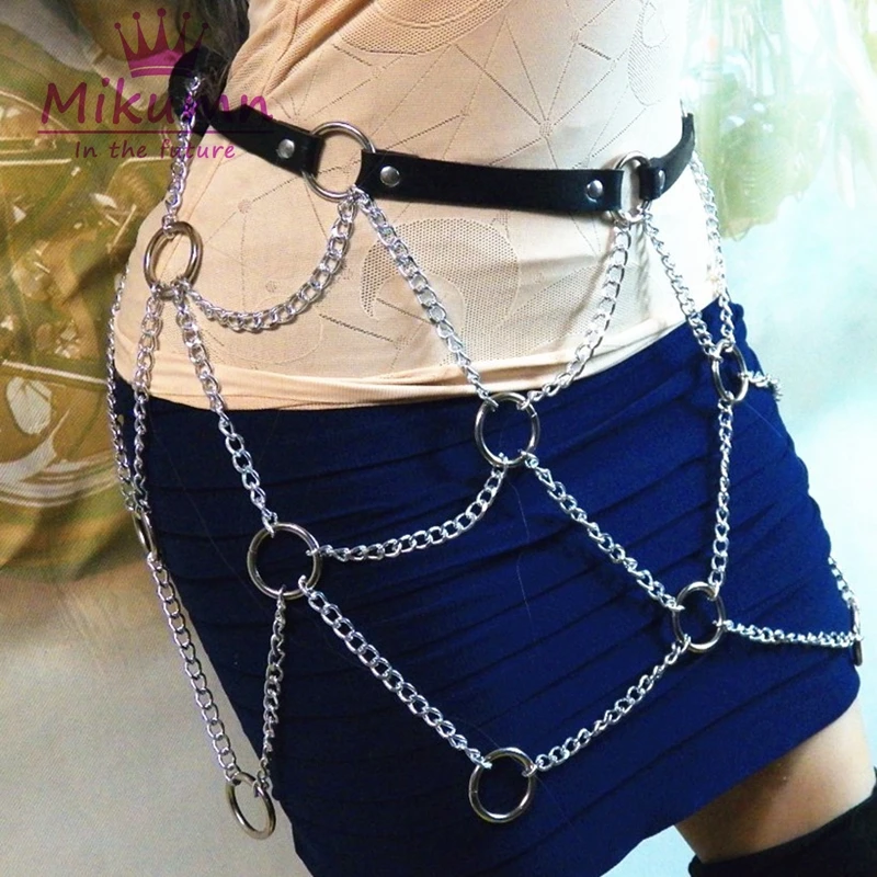 Женский кожаный ремень в готическом стиле черная ажурная мини-юбка из