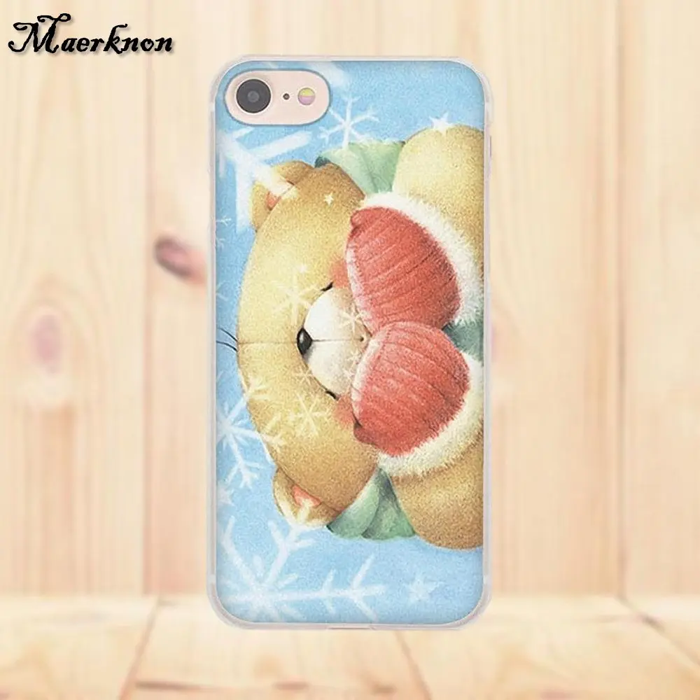 Плюшевый мишка I Love You мягкий TPU персонализированный узор для Apple iPhone X 4 4S 5 5C SE 6 6S 7 8