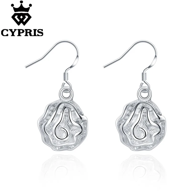 E066 2017 CYPRIS ПОТЕРЯТЬ ДЕНЬГИ ПРОДАЖА Серебро Мода роуз цветок серьги ювелирные