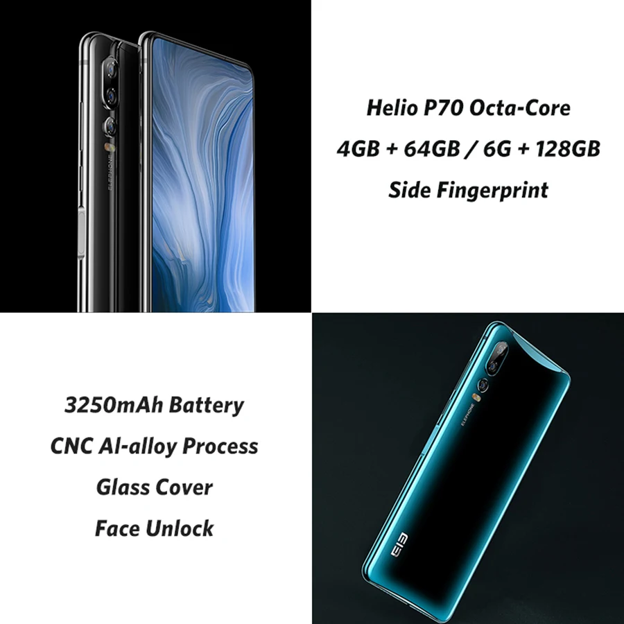 Elephone U2 16MP Pop Up Камера 6 26 &quotFHD + безрамочный экран с Экран Android 9 0 MT6771T Octa Core ГБ 128 Face ID 4
