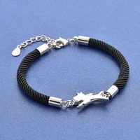 attractto s925 silver dog cuff braceletsbangles for women survival rope chain bracelets friendship crystal bracelet sbr190147