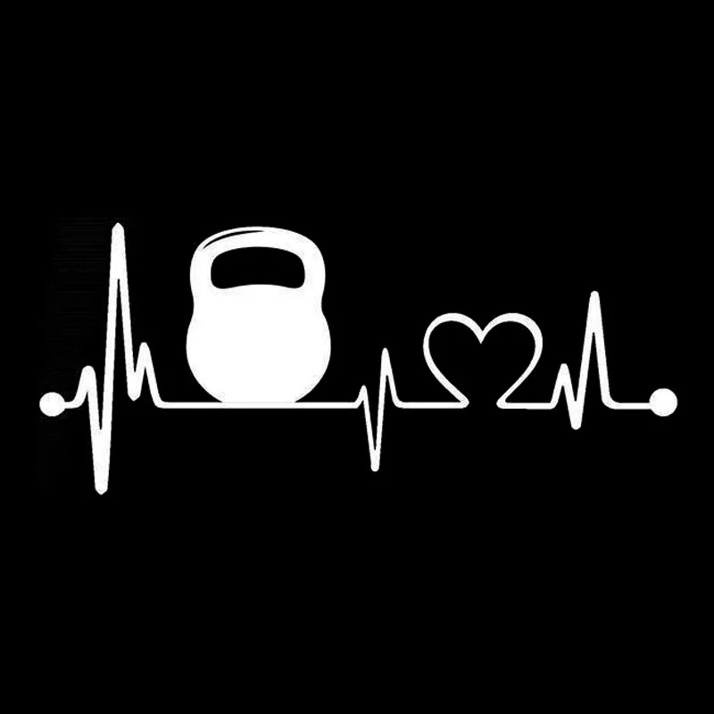 21.1cm*7.9cm Kettlebell Lifeline Heartbeat Car Sticker Motorcycle Car-Styling Black/Silver S3-4960 | Stickers
