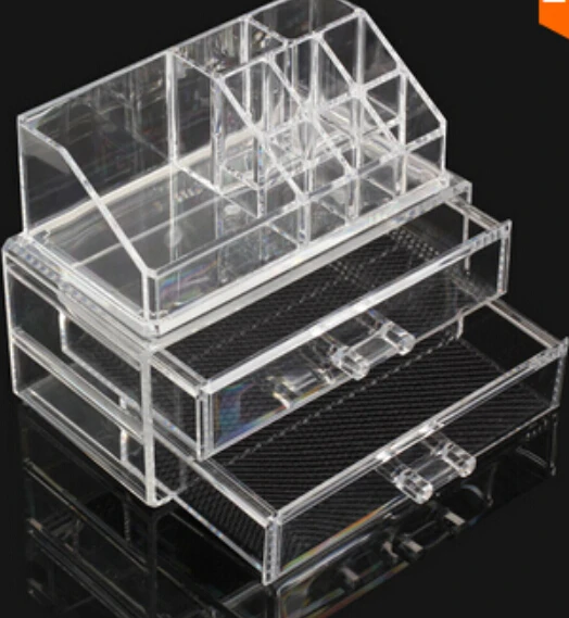 Слой 2 jewelry box Акриловые Косметические Организатор Ящика Макияж Чемодан Вставить