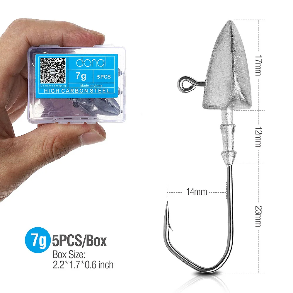 5pcs 7g DONQL 5 шт./кор. приманка со свинцовым рыболовного крючка колючий Jig Head рыболовный крючок для Мягкая приманка в виде червей 3,5g 5g 7g 10g 14 г, 20 г, карп набор рыболовных крючков - Цвет: 5pcs 7g