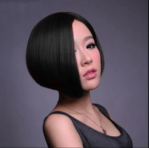 Сексуальное коротким черный парик аниме косплей синтетический натуральные
