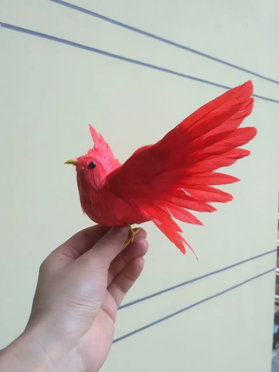

small cute simulation red bird toy plastic&furs wings bird doll gift about 15x20cm 1371