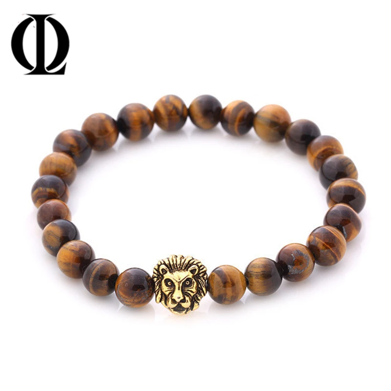 OL 4 цвета Винтаж бусы браслет Будды Pulseiras Masculinas Натуральный камень лев Для женщин