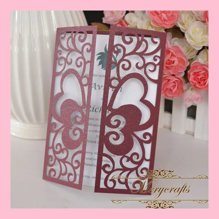 Hot sale Butterfly Carved Pearl Paper Delicate and Elegant Wedding Invitations Laser Cut Invitation Card | Дом и сад