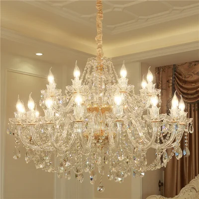 30 light Европейская хрустальная люстра, роскошное Домашнее освещение для гостиной, хрустальное подвесное освещение для спальни, лестницы, столовой, свечи, лампы - Цвет абажура: 30 light