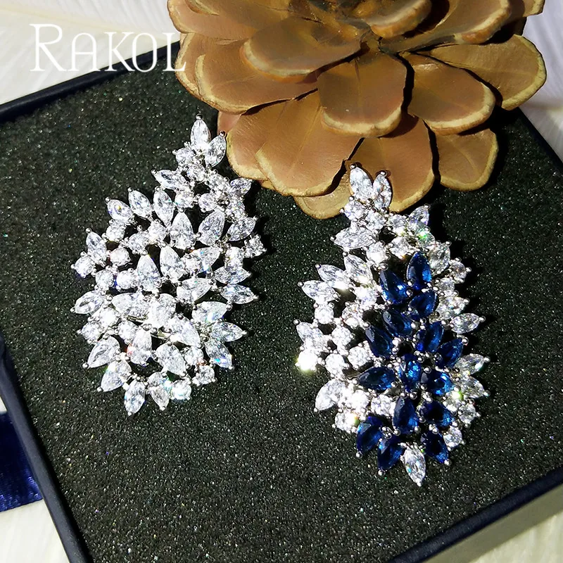 RAKOL Новая мода блестящие листья кубический циркониевая брошь для женщин