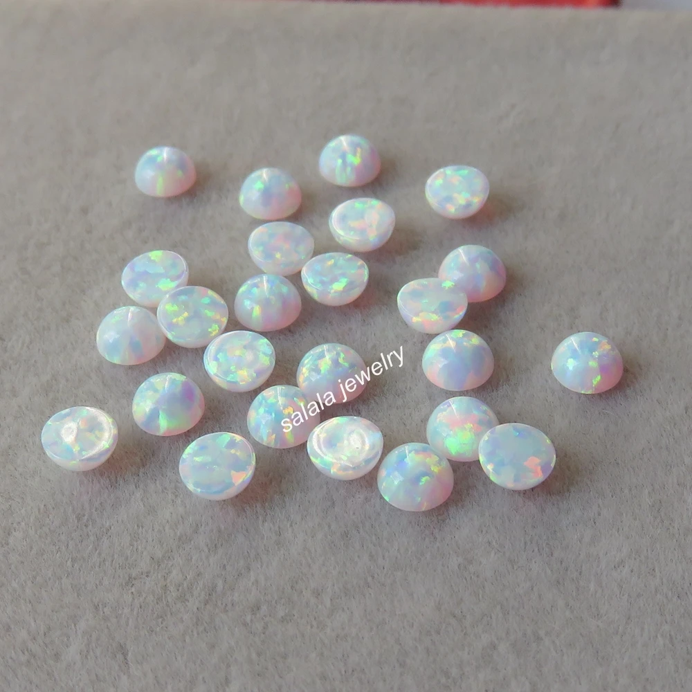 200pcs/lot 4MM Round Opal OP17 Snow White Stone Synthetic Cabochon Fire for Body Piercing Jewelry | Украшения и аксессуары