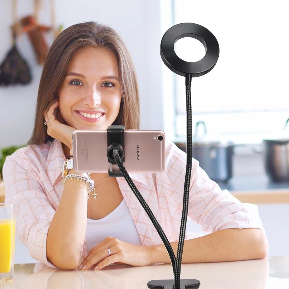 Cadiso кронштейн LED Selfie кольцо свет с держателем сотового телефона для живого потока