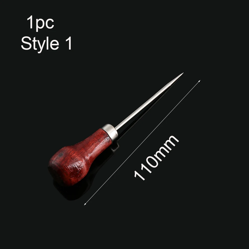 1 шт. деревянная ручка DIY Кожа Палатка швейных Шило Pin дырокол инструмент для