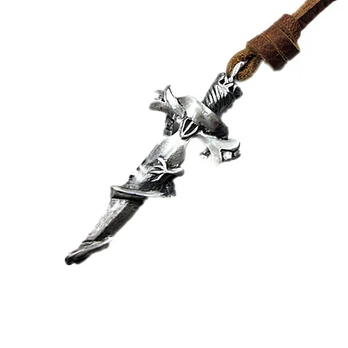 Мужское кожаное ожерелье с подвеской меч и дракон 100% натуральная кожа | Украшения