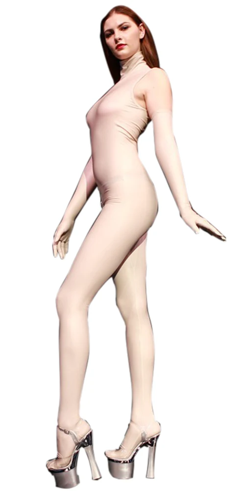 LinvMe женский синтетический латексный комбинезон без рукавов с высокой горловиной