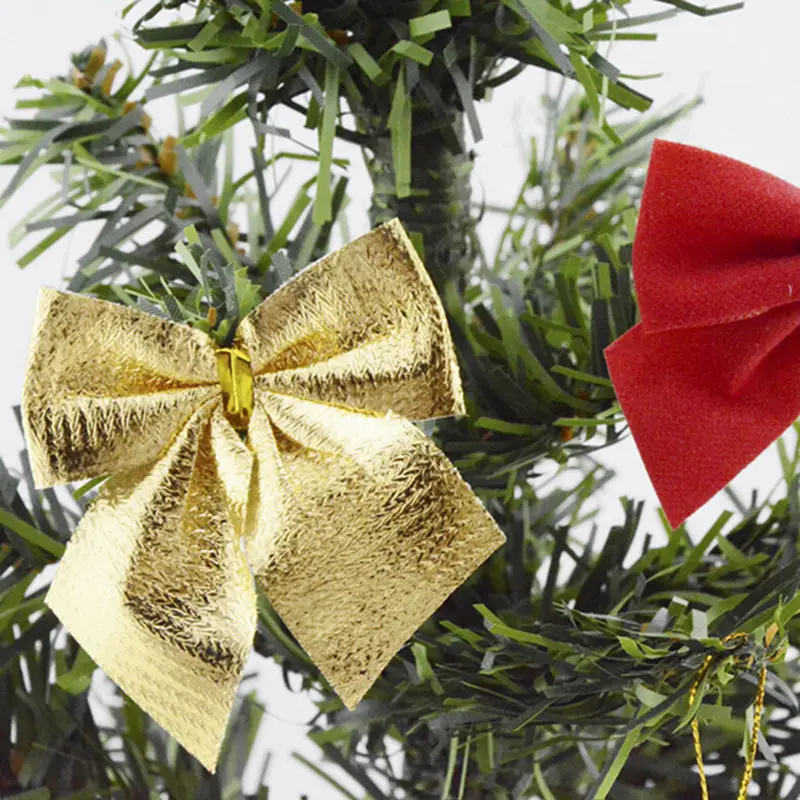 12pcs/lot Christmas Decoration Tree Ornament Pendant Small Bow New Year Supplies | Дом и сад