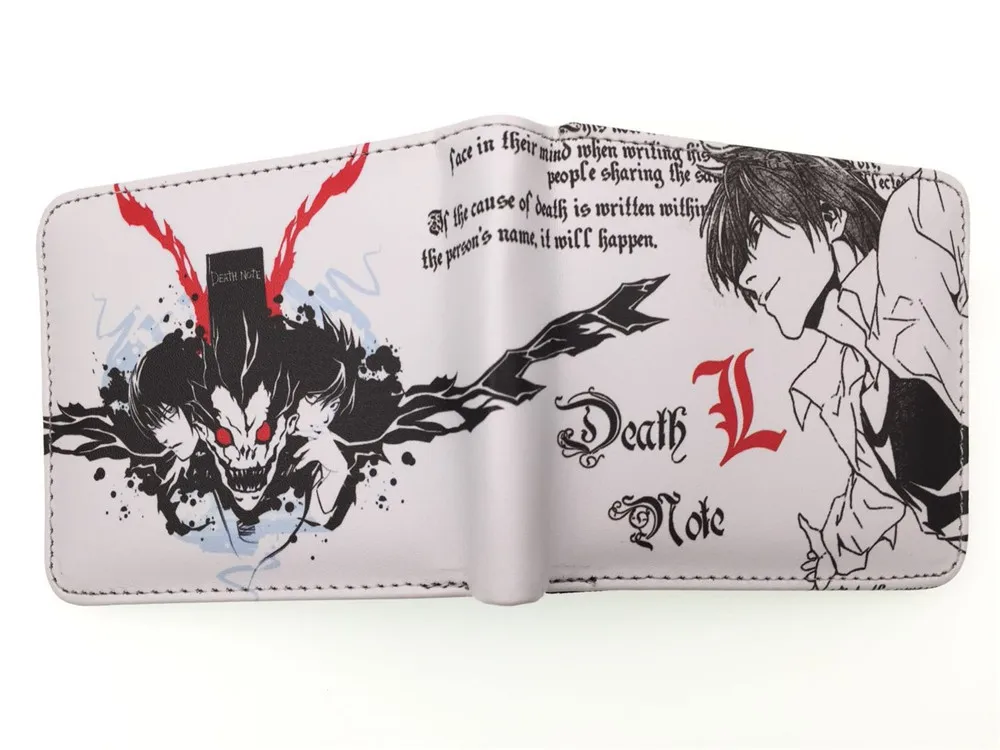 Аниме сноска смерти L Pu короткий кошелек Двойные Держатель для кредитных карт с фотографиями держателя слоев кошелек кожаный мальчики девочки карман на молнии для монет кошелек для косплея