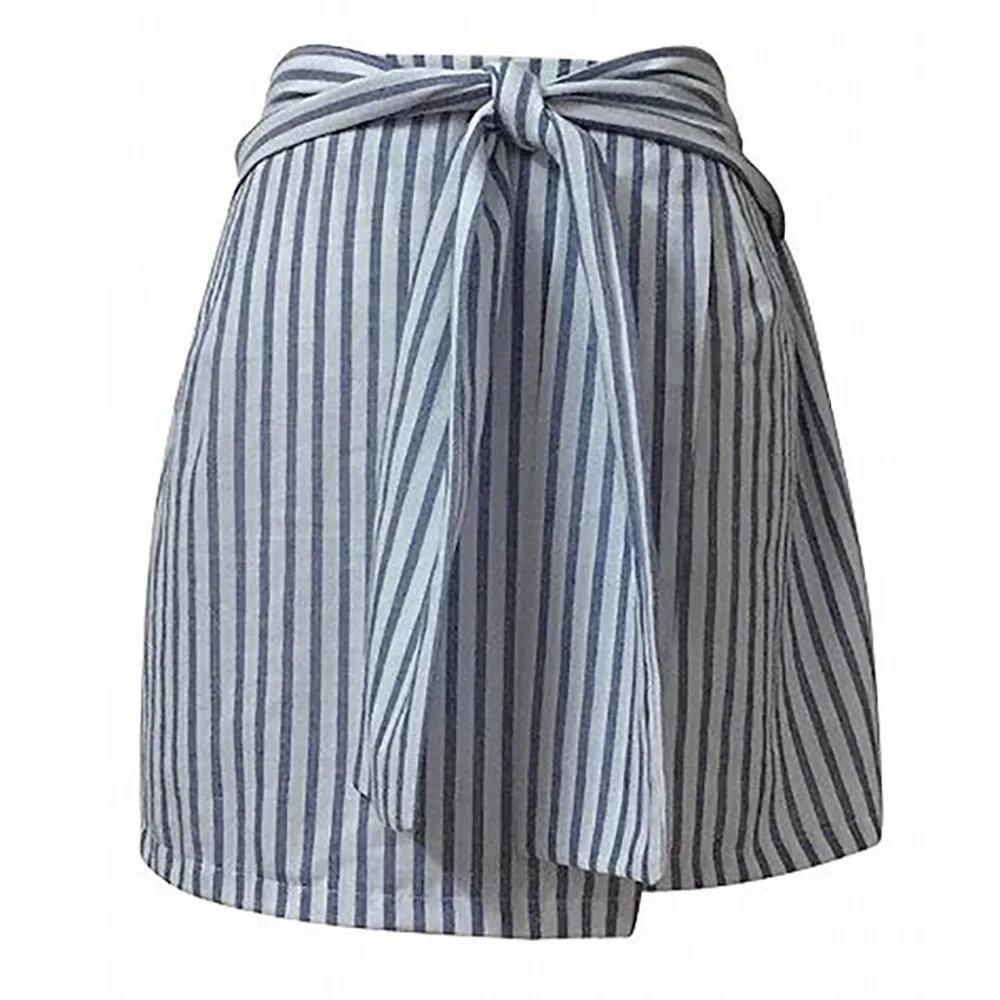 Лен мини юбка Лето Линия Хлопок Женский эластичный пояс корсет со шнуровкой