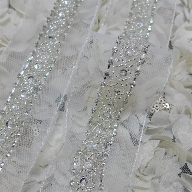 1 ярдов жемчужные бусины отделка бисером кружевная лента одежда украшение