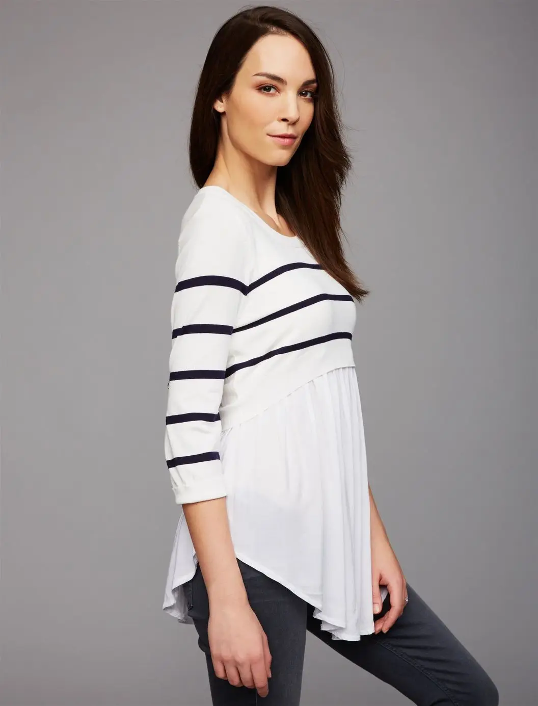 Mother Stripe Stitching Maternity Clothes Pregnancy Tops High Waist slim Split safety Breastfeeding T-shirt Nursing Clothing | Мать и