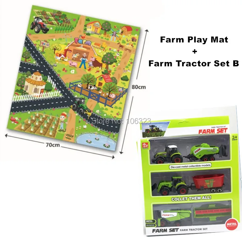 FW412B Play Mat-STP Литые под давлением фермерские игрушечные транспортные средства, литые под давлением металлические коллекционные модели автомобилей, сельскохозяйственные тракторы плантаторы трейлеры игровой набор, собрать их все - Цвет: FW412B Play Mat-STP