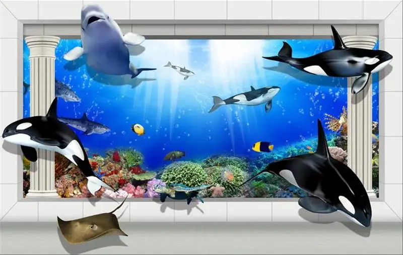 3d обои для комнаты на заказ фрески нетканые настенные стикеры подводный дворец
