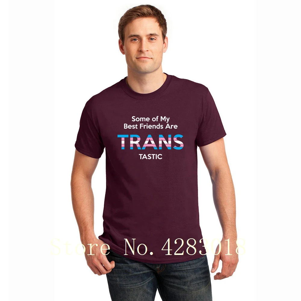 Мужская футболка с круглым вырезом и надписью transgend Some Of My Best Friends Are Trans однотонная