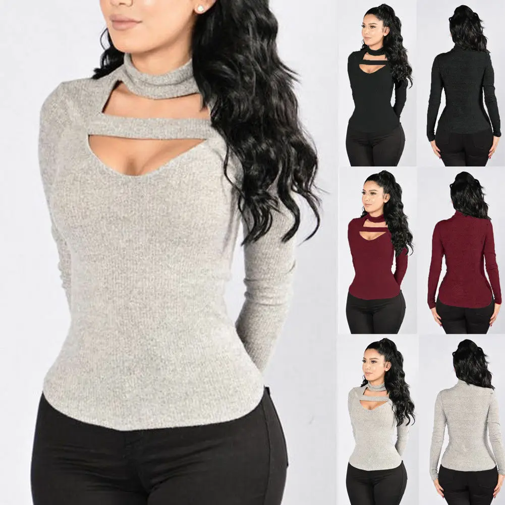 Блузка женская однотонная с V образным вырезом и глубоким вырезом|Блузки| |