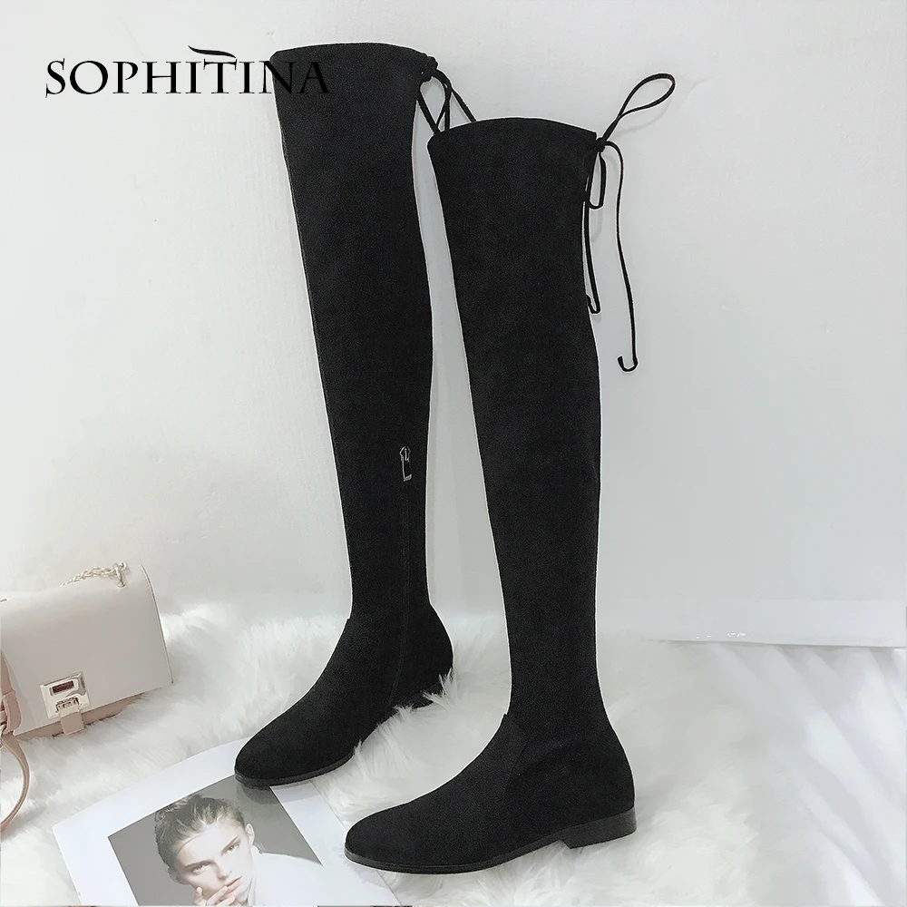SOPHITINA/Ботфорты женские модные. Cтильные сапоги из натуральной замши и