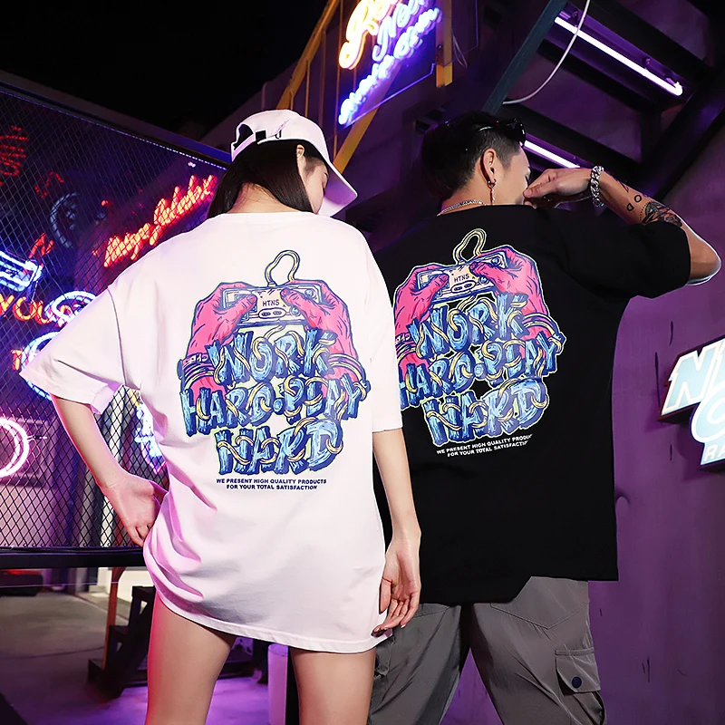ENWAYEL Hip Hop T Shirts For Men Fashion Printed English Casual Streetwear Couples Tops Tees Trend Cotton Tshirt 1902 | Мужская одежда