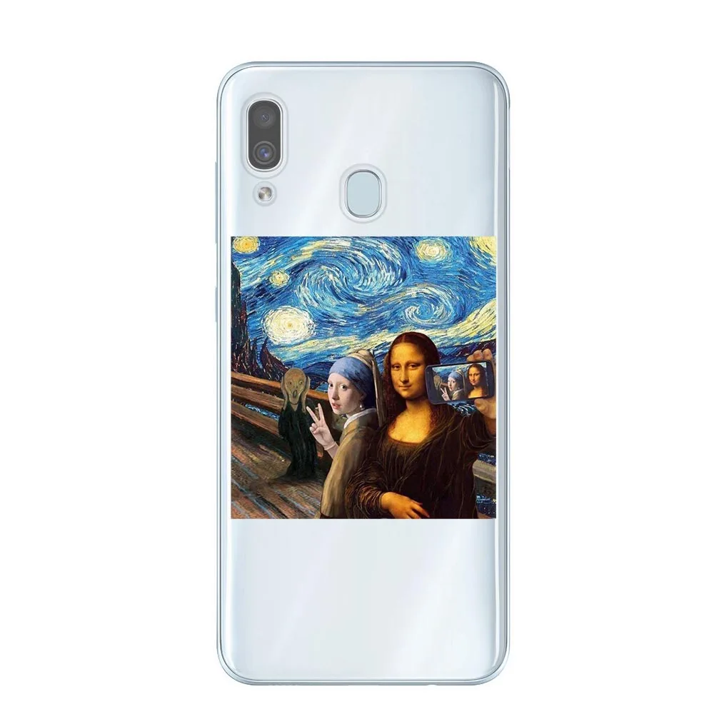 Чехол для телефона в винтажном стиле статуя Давида для Samsung A10 A20 A30 A40 A50 A60 A70 A80 A6 A8 A7 A9 Plus Мона Лиза Ван Гог Забавный чехол