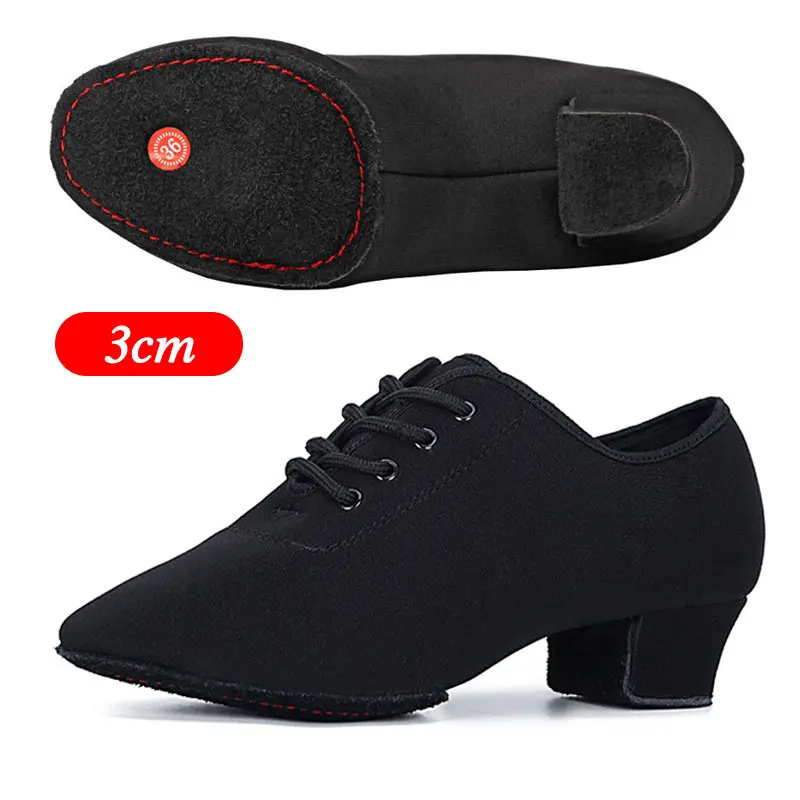 3cm suede sole Женская обувь для латинских танцев Обувь для танцев на квадратном каблуке 3 см/5 см для девочек, Танго/сальсы, обувь для занятий танцами размеры 34-41, мягкая подошва - Цвет: 3cm suede sole