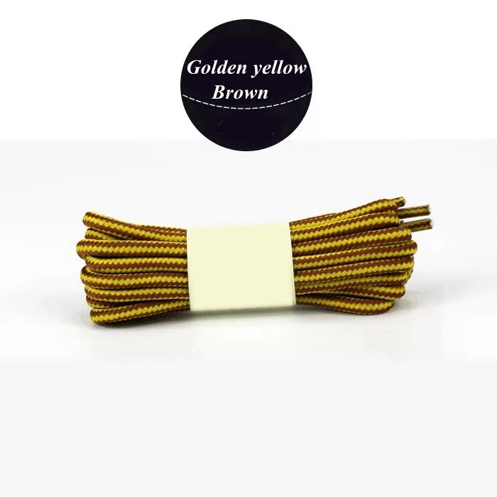 Golden yellow brown 1 пара Круглый полосатый двойной Цвет шнурки для обуви унисекс кожаный ботинок шнурки на открытом воздухе спортивные шнурки для кроссовок 70/90/120/150 см Длина - Цвет: Golden yellow brown