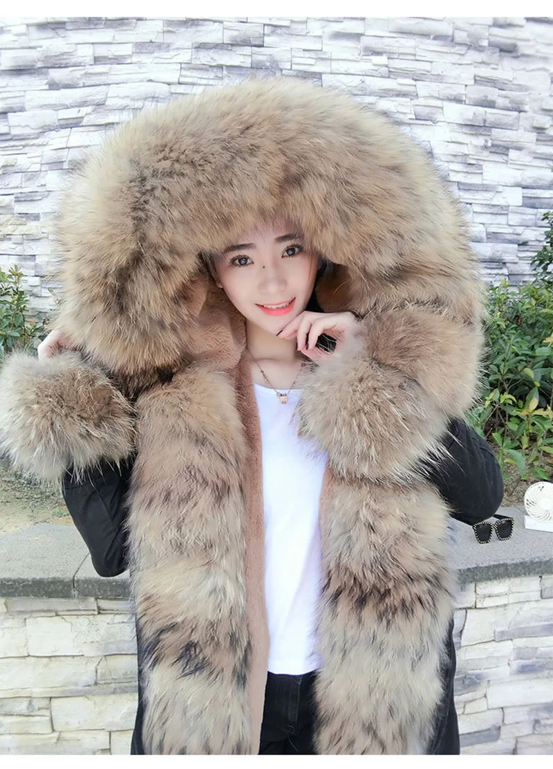 2018 брендовая зимняя куртка для женщин натуральный мех пальто длинные большой