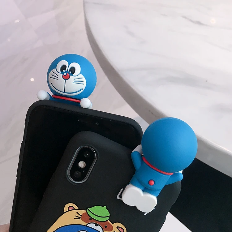 SAM S10 plus милый 3D Doraemon чехол для телефона для samsung Galaxy S7 Edge S8 S9plus S10E note8/note9 мультяшный чехол+ ремешок