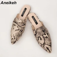 aneikeh summer pointed toe flats mules lady sandals slippers serpentine slip on women outdoor shoes slides leisure time 35 42