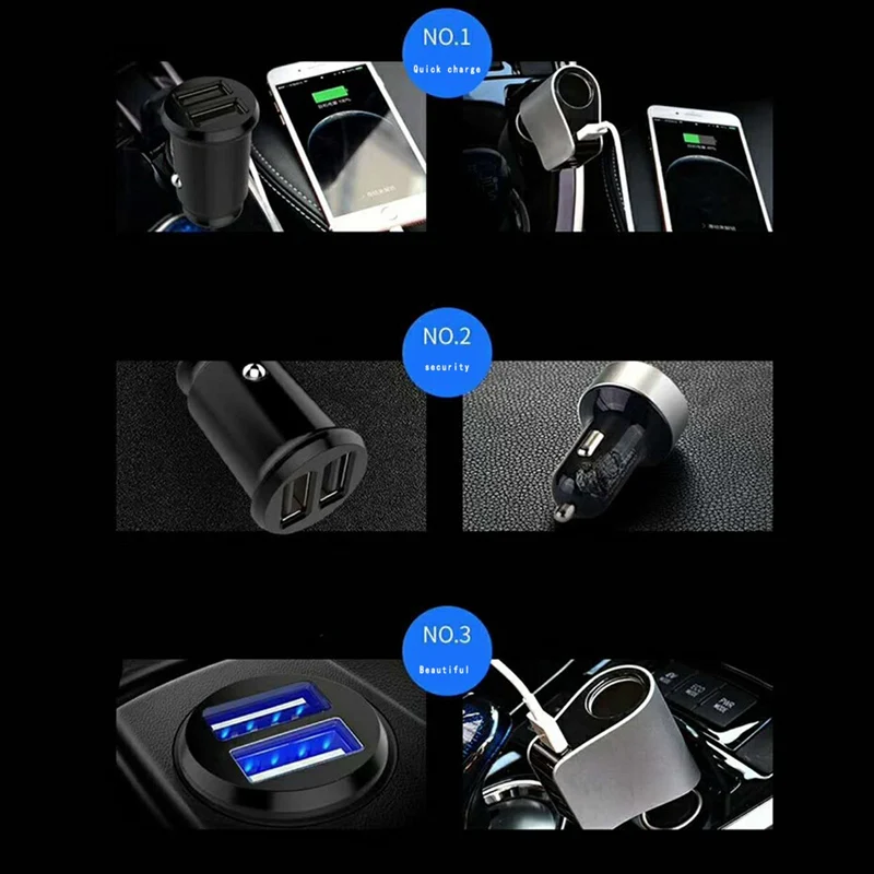 Автомобильный мини-устройство для автомобиля с двумя портами USB Зарядное устройство для Phone 5V 3.1A Авто Зарядное устройство Автомобильный адаптер-Зарядное устройство для мобильных телефонов и планшетов 2 Порты и разъёмы автомобильного зарядного устройства