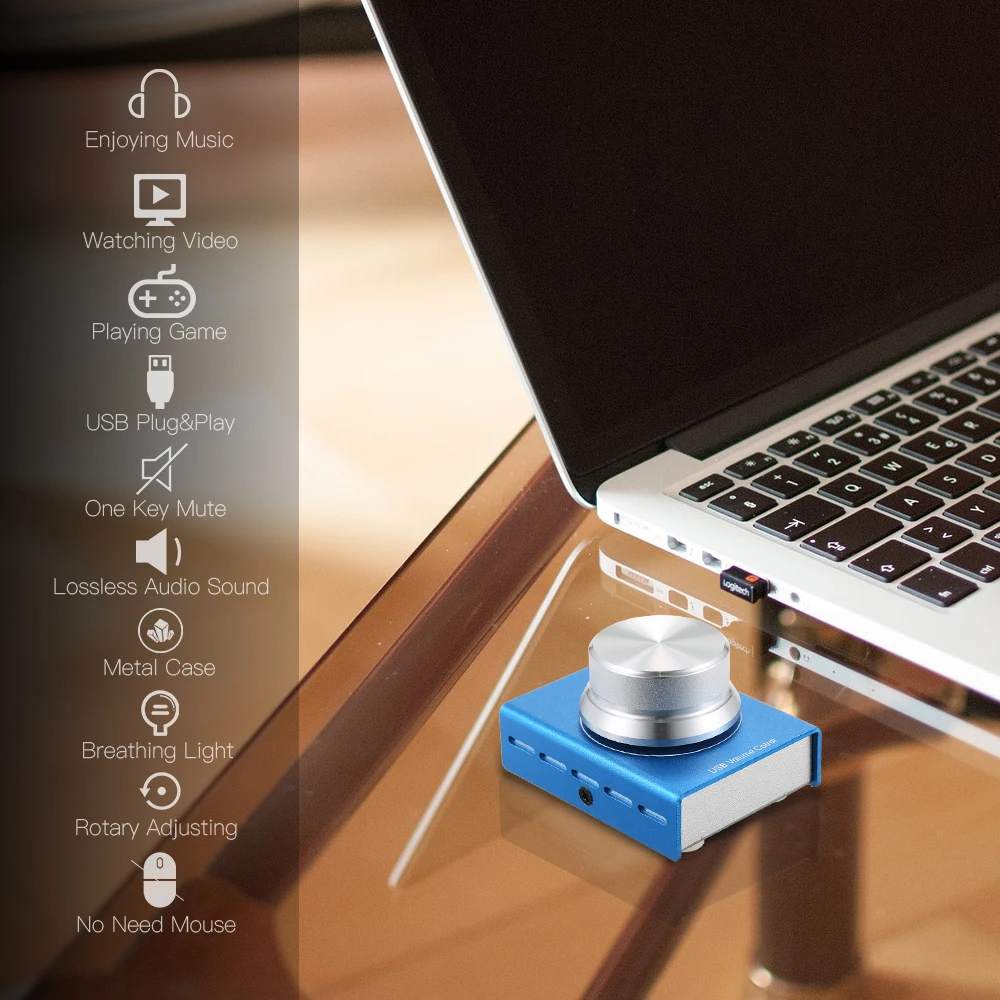 

USB Volume Controller Adjuster Speaker Audio Volume Control Computer with One Key Mute Function