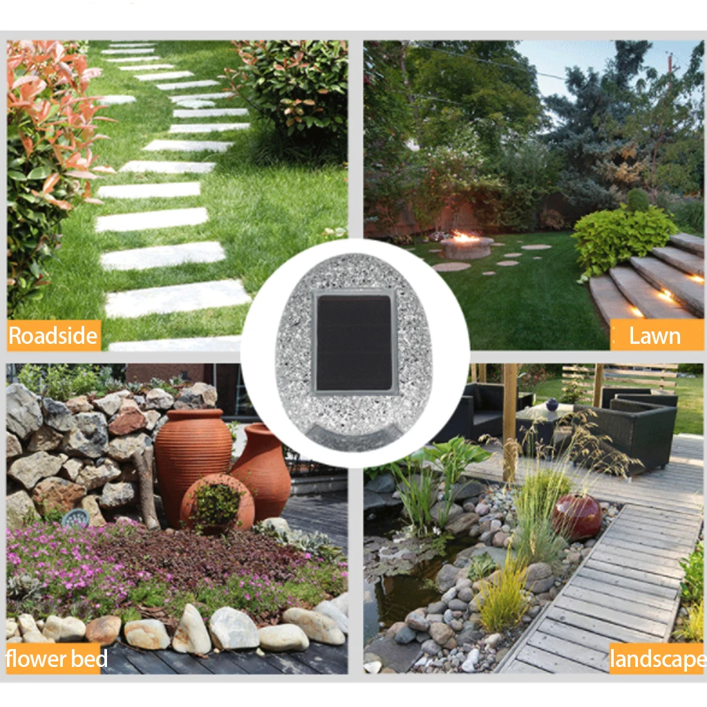 

LED Solar Light Solar Powered For Yard Driveway Lawn Stone Shape Outdoor Waterproof Garden Ground Path Lights Landscape Lighting
