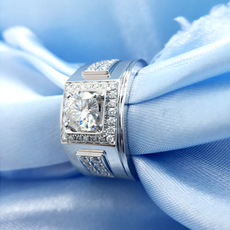 Круглое серебряное кольцо Moissanite с покрытием из белого золота 18 К 1ct 6 5 мм