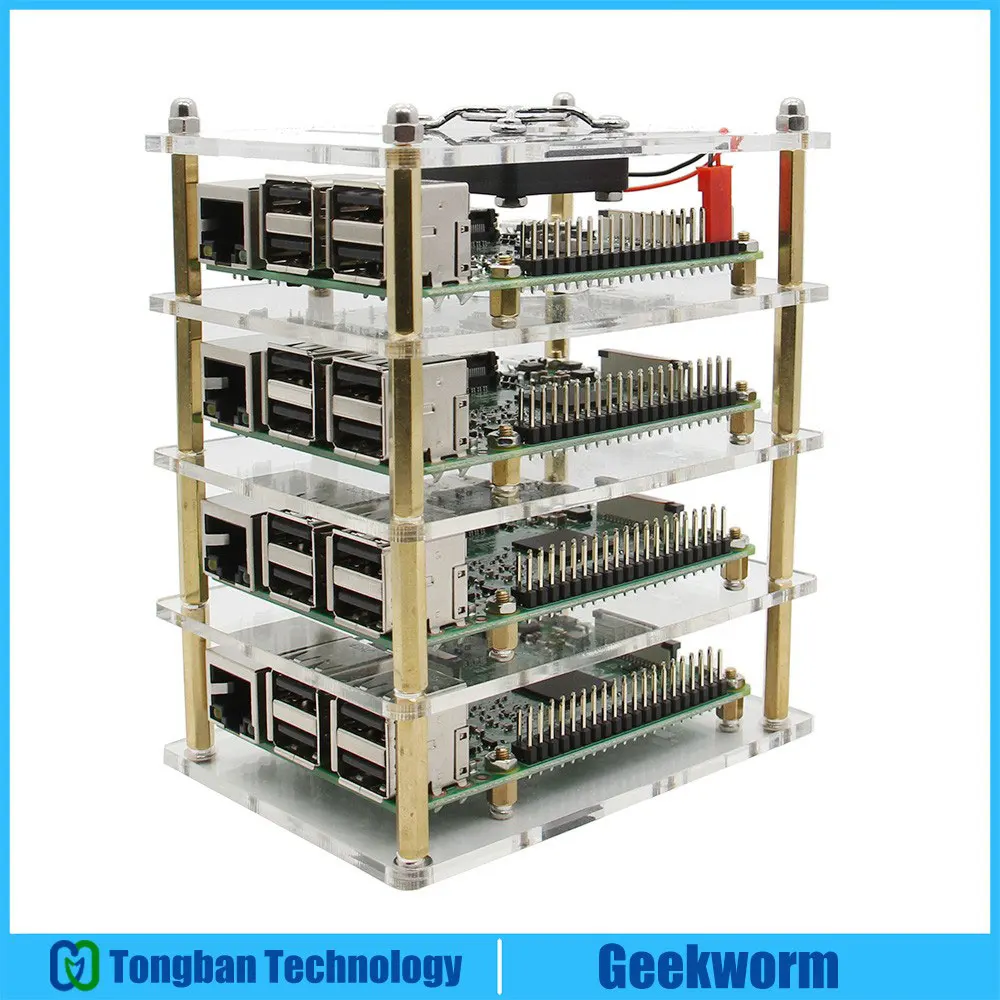 4 Layer Raspberry Pi кластер корпус с вентилятором комплект, 1-5 слой многослойный акриловый стек оболочки/корпус для Raspberry Pi 4 Модель B/3B+/3B - Цвет: 4 Layer