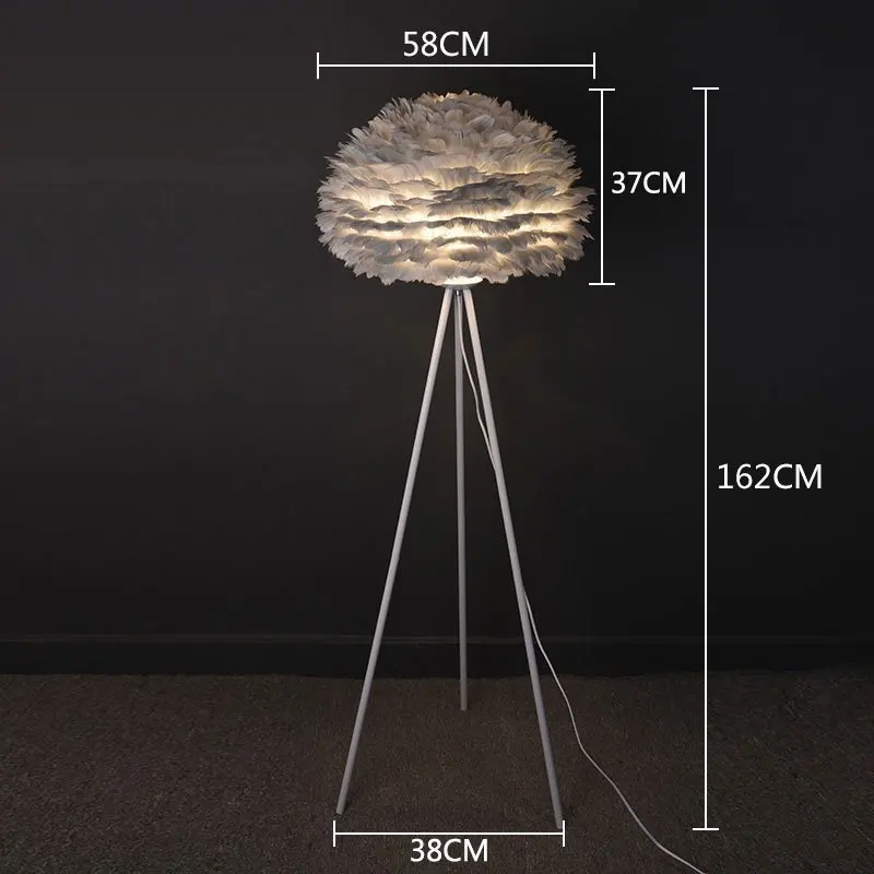 Gray floor lamp Современный перьевой напольный светильник для гостиной, спальни, светодиодный стоячий светильник, скандинавский декор, прикроватная лампа, свадебное напольное освещение, светильник - Цвет абажура: Gray floor lamp