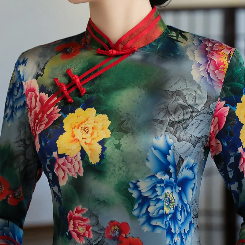 2018 зимнее шелковое традиционное китайское платье cheongsam китайские платья qipao