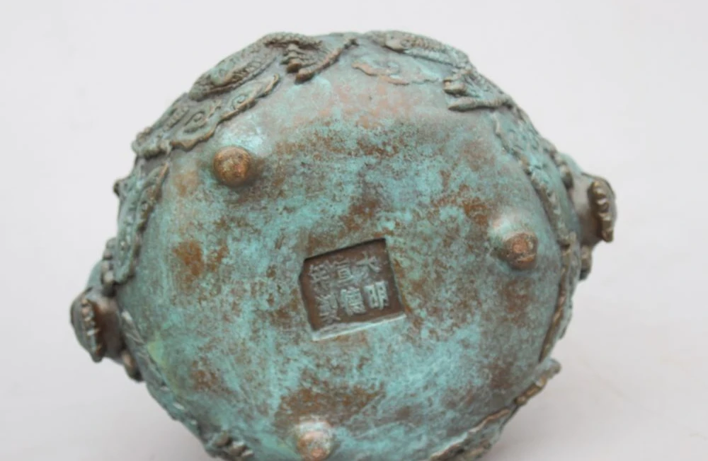 3 &quotКитай Китайский Королевский Чистая Бронза Медь Искусство Дракон Играть