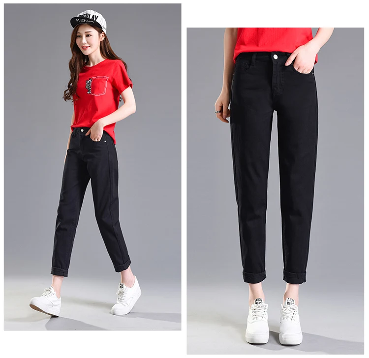 Vintage Woman jeans high waist white mom jeans new autumn korean black skinny woman pencil pants vaqueros mujer