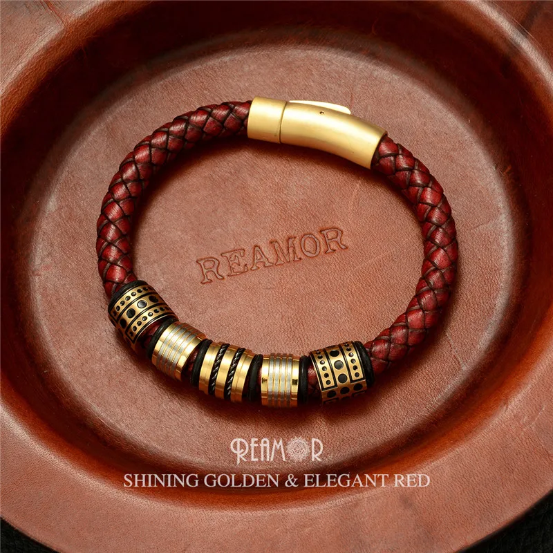 REAMOR Mix Styles Ретро Красные плетеные браслеты специальная стальная проволока