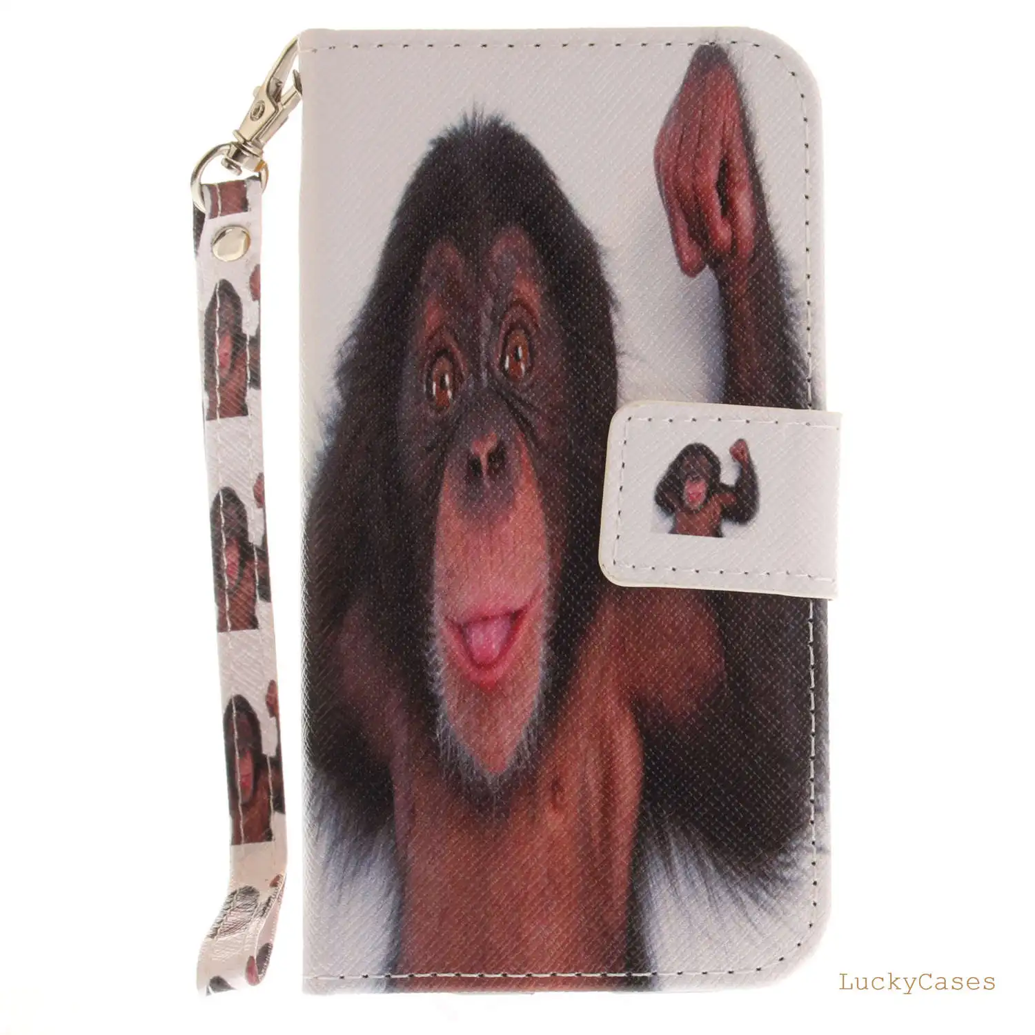 Черная кошка тигр Волк Мопс Leopard обезьяна Магнолия животного Флип Бумажник PU