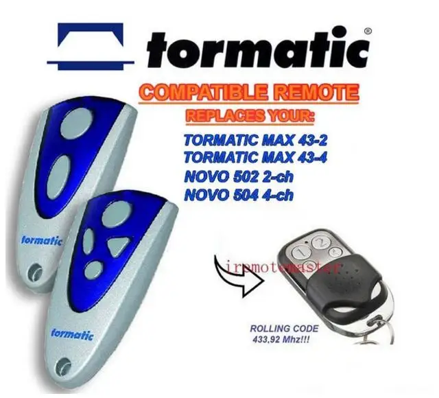 Для TORMATIC MAX 43-2 43-4 NOVO 502 2-CH 504 4-канальный пульт дистанционного управления Замена 433 92