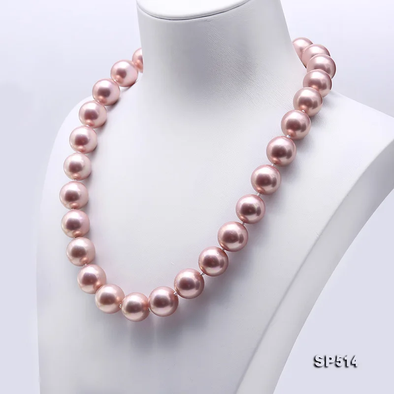 

JYX 2019 charming purple necklace 10mm Seashell Pearl Round Beads Necklace high quality 18" elegant jewelry for women
