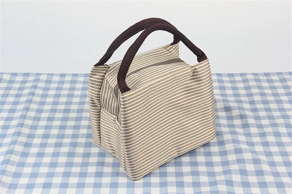 Stripes Lunch Bag for Women Isothermal Bag Packaged Food Thermal Bags Thermo Pouch Kids Lunch Bag Refrigerator Mummy Bag Totes